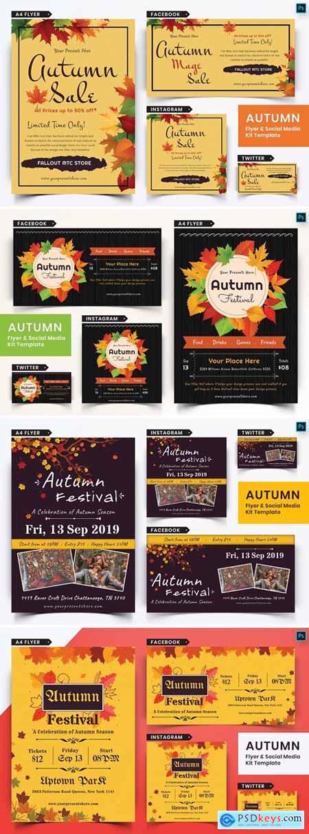 Autumn Festival Flyer & Social Media Pack Bundle
