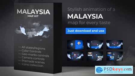 Videohive Malaysia Animated Map Malaysia Map Kit