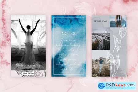 Instagram pack Posts and Animated Stories - Watercolor templates