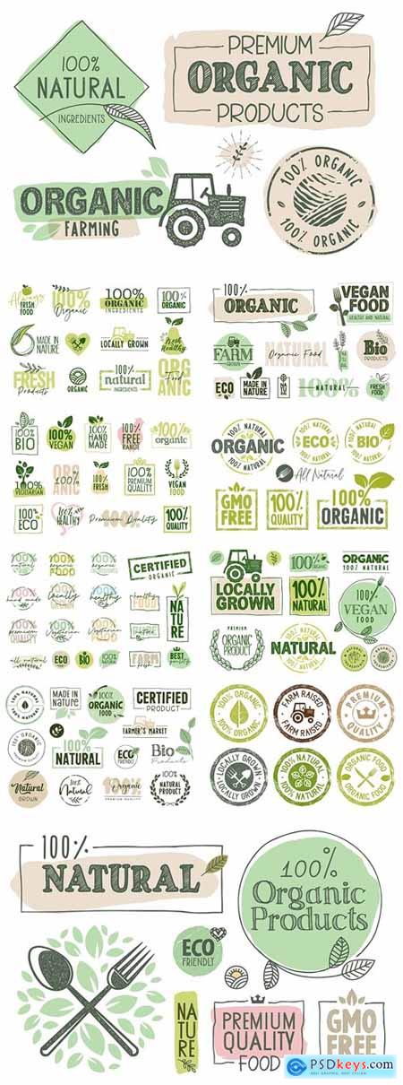 Organic Food Labels and Badges Collection