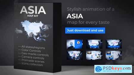 Videohive Map of Asia with Countries Asia Map Kit 24373281