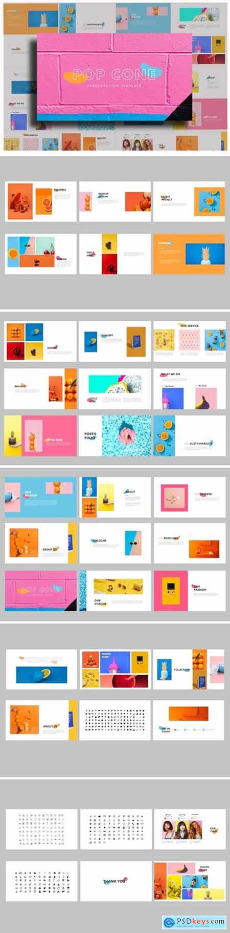 Pop Cone Powerpoint, Keynote and Google Slides Templates