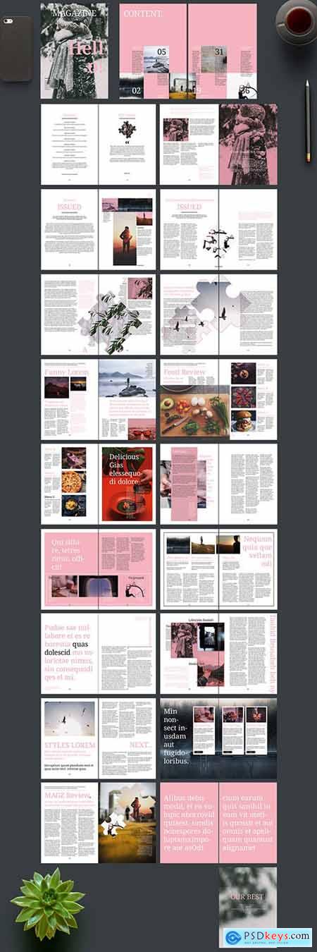 Magazine Layout with Pink Accents 242172431