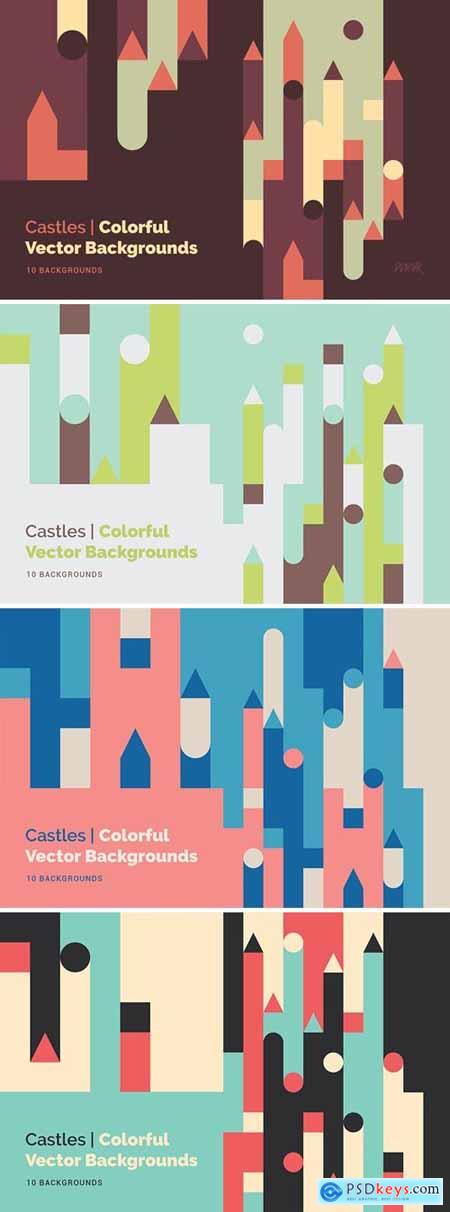 Castles Abstract Geometric Vector Backgrounds