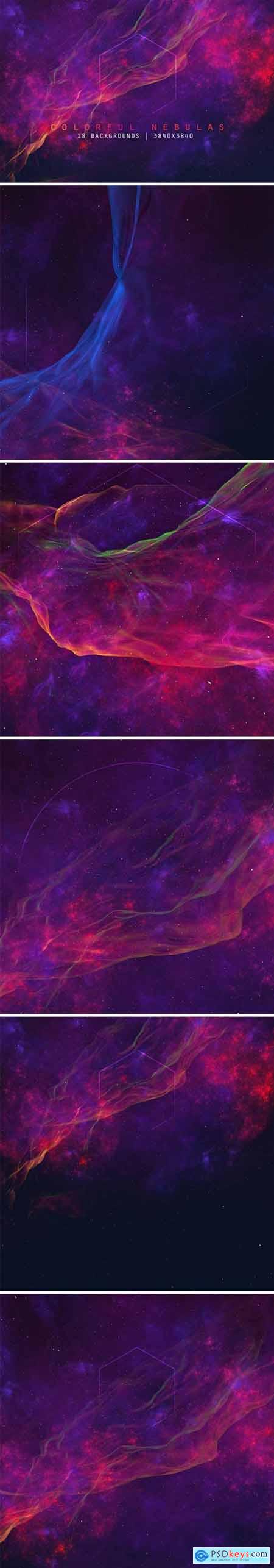 Space Nebulas Background Set