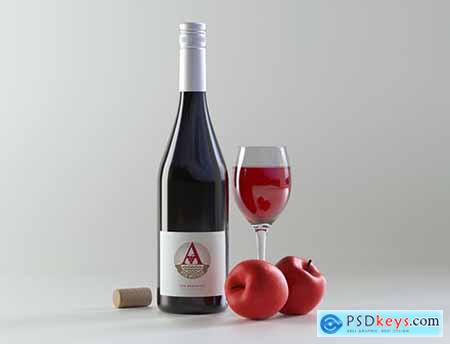 Wine Bottle Mockup near Apples 224741027