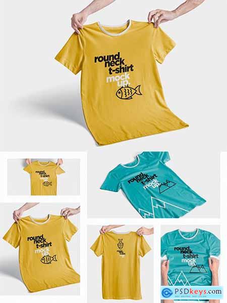 Round-Neck T-Shirt Mockups 6A5QZ32