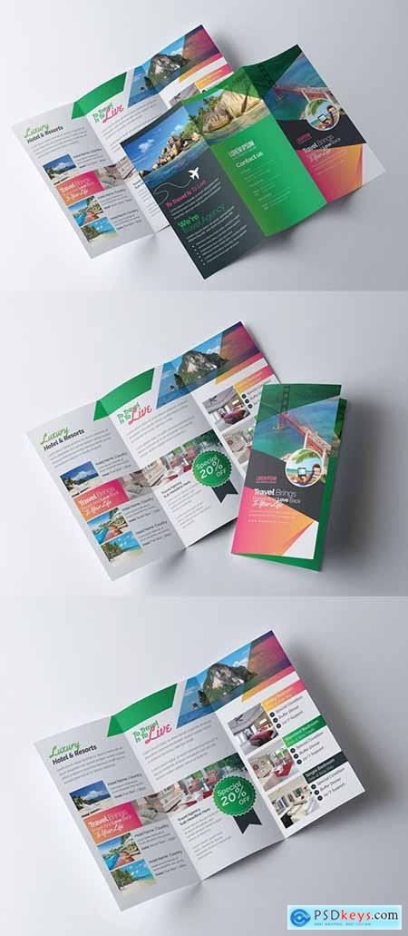 Green and Orange Trifold Brochure Layout 254705142