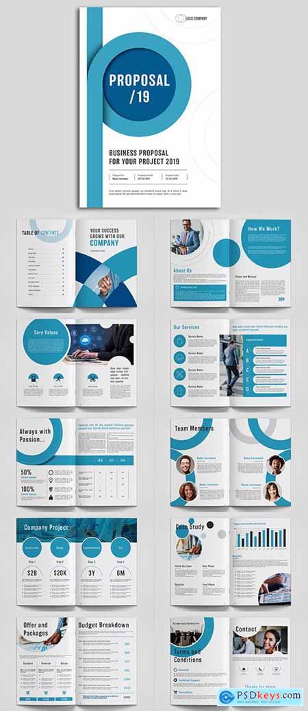 Business Proposal Layout with Blue Circular Accents 270864748