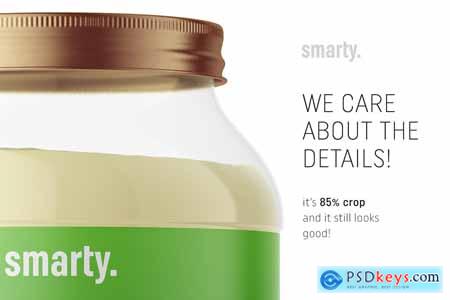 Transparent nutrition jar mockup 3446374