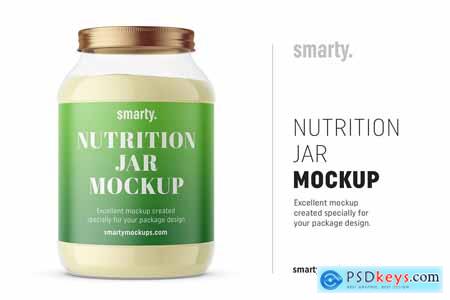 Transparent nutrition jar mockup 3446374