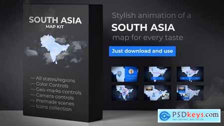 Videohive Map of South Asia with Countries Southern Asia Map Kit 2442994
