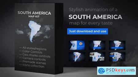 Videohive Map of South America with Countries Southern America Map Kit 24422517