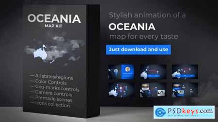 Videohive Map of Oceania with Countries Oceania Map Kit 24421049