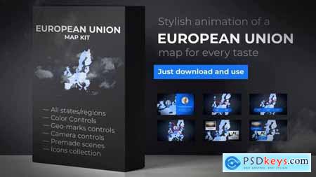 VideoHive Map of European Union with Member States - European Union EU Map Kit 24434678