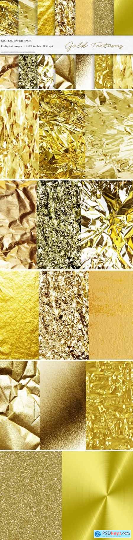 Gold Foil Digital Paper, Gold Textures 1729827