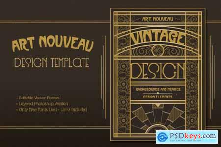 Art Nouveau Editable Design Template » Free Download Photoshop Vector