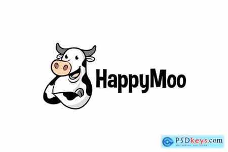 Cartoon Cute Dairy Cow Mascot Logo