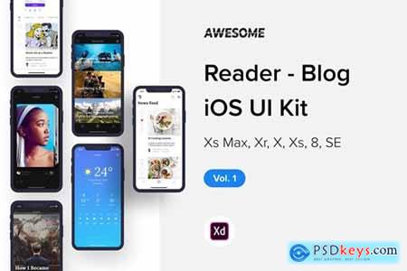 Awesome iOS UI Kit - Reader Blog Vol. 1 (Adobe XD)