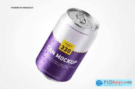 330ml Can Mockup with Water Droplets