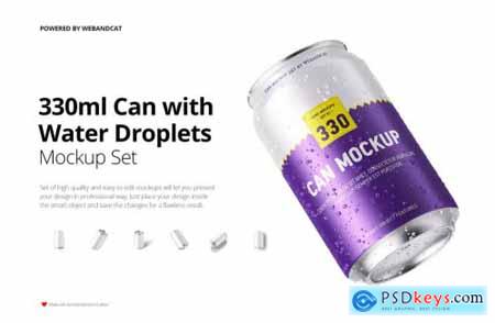 330ml Can Mockup with Water Droplets