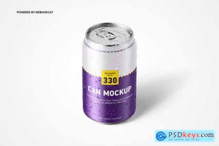 330ml Can Mockup with Water Droplets