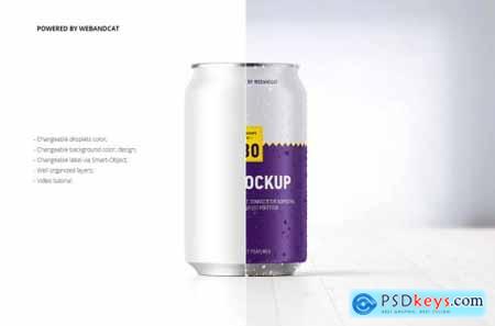 330ml Can Mockup with Water Droplets