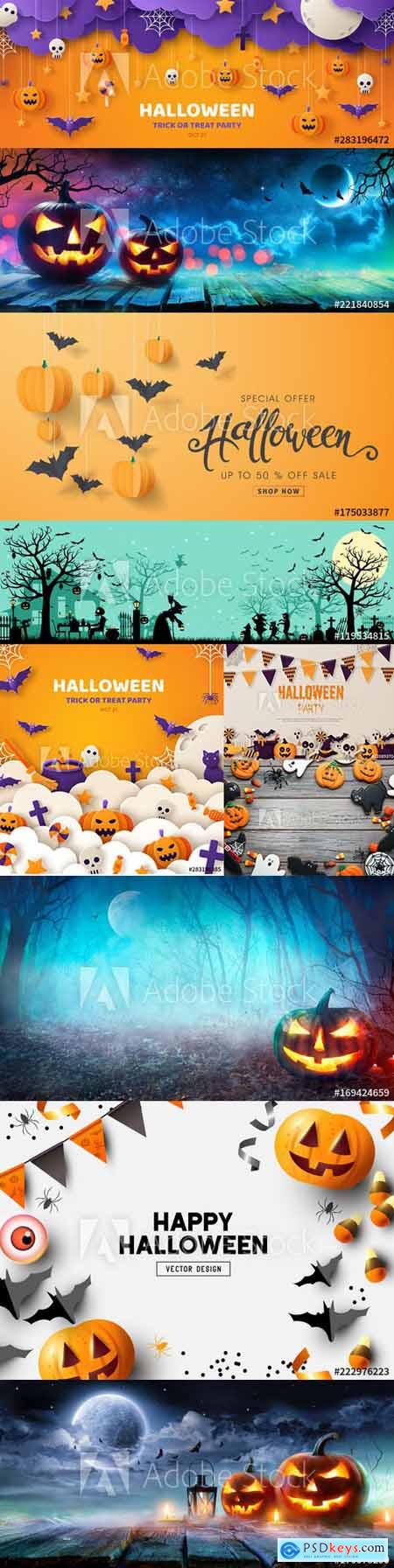 Set of Happy Halloween Background and Elements vol1
