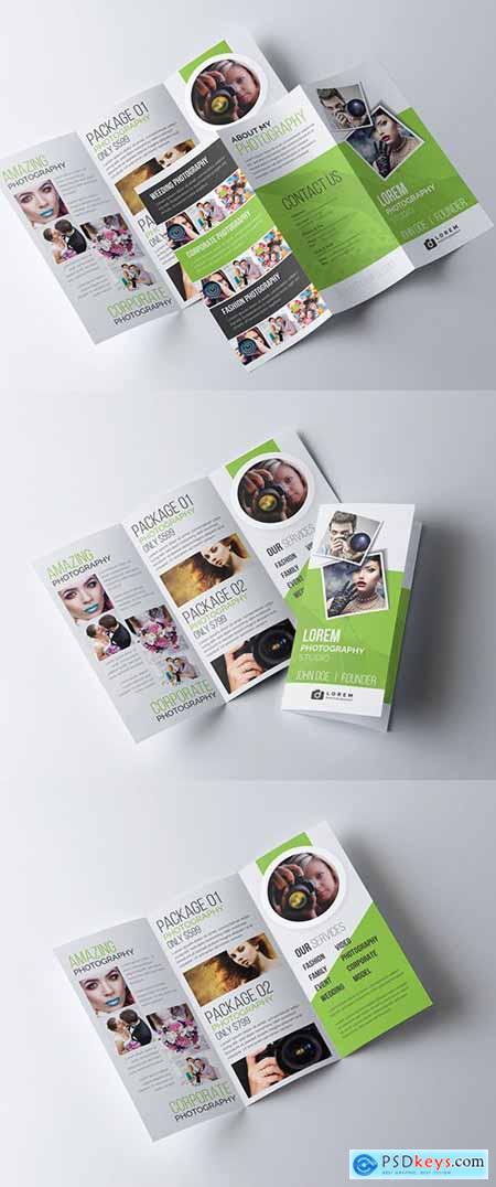 Green Trifold Photography Brochure Template 277926686