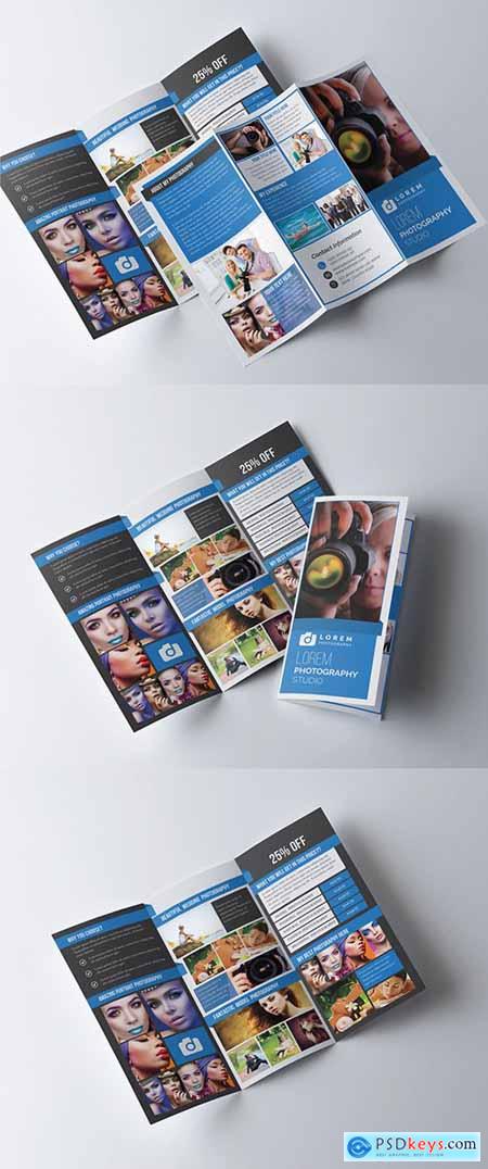Photography Trifold Brochure Layout with Photo Frame Elements 277926704