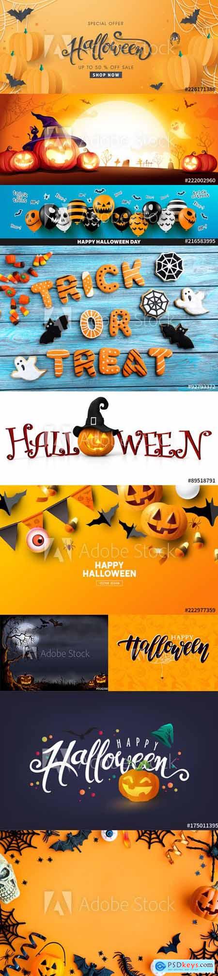 Set of Happy Halloween Background and Elements vol2