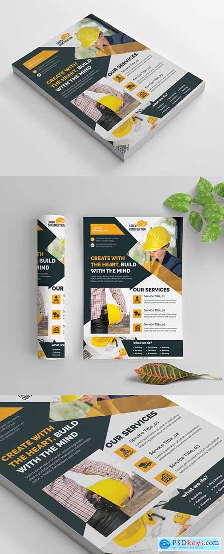 Construction Flyer Layout with Layered Photo Elements 270464924