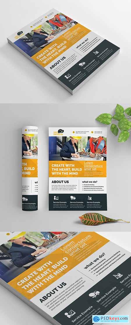 Construction Work Flyer Layout with Bold Stripes 270465632