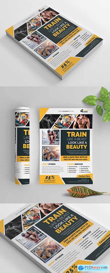 Fitness Flyer Layout with Yellow Accents 269583915