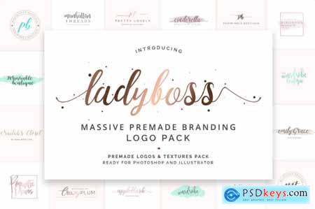 600+ Premade Branding Logos & Textures with Ladyboss