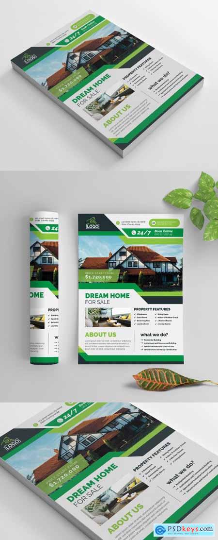 Business Flyer Layout with Green Elements 269035330