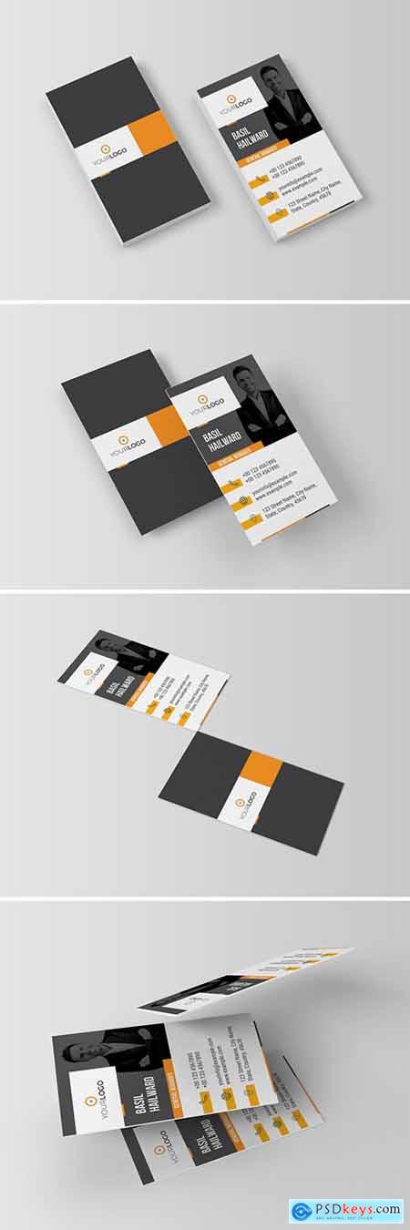 Gray and White Business Card Layout with Orange Accents 282928367