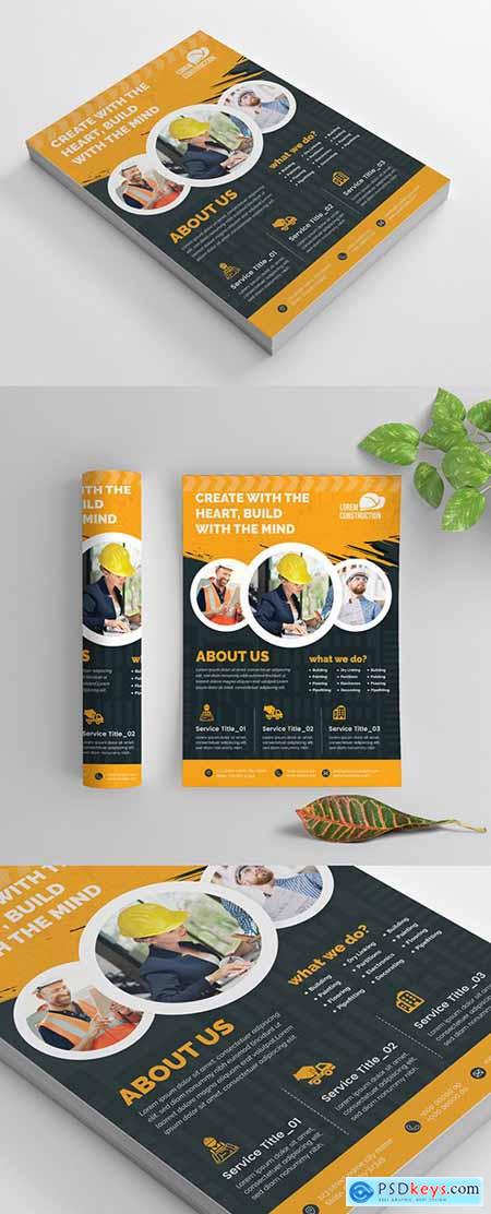 Construction Flyer Layout with Graphic Elements 269035442