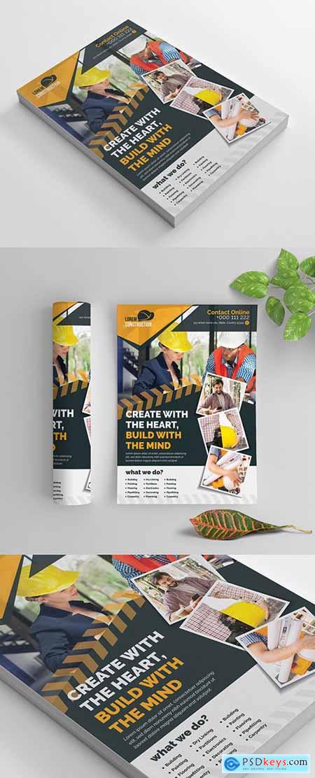 Construction Flyer Layout with Graphic Elements 269035432