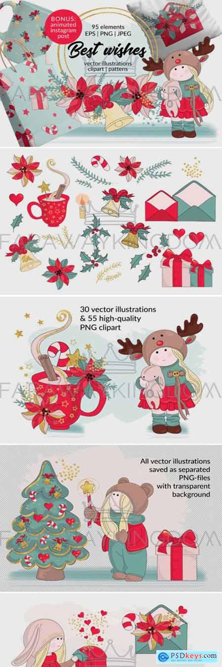 BEST WISHES Vector Pattern Animation Set 1777570