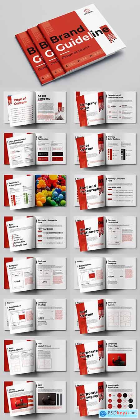 Brand Guideline Booklet Layout with Red Accents 288977103