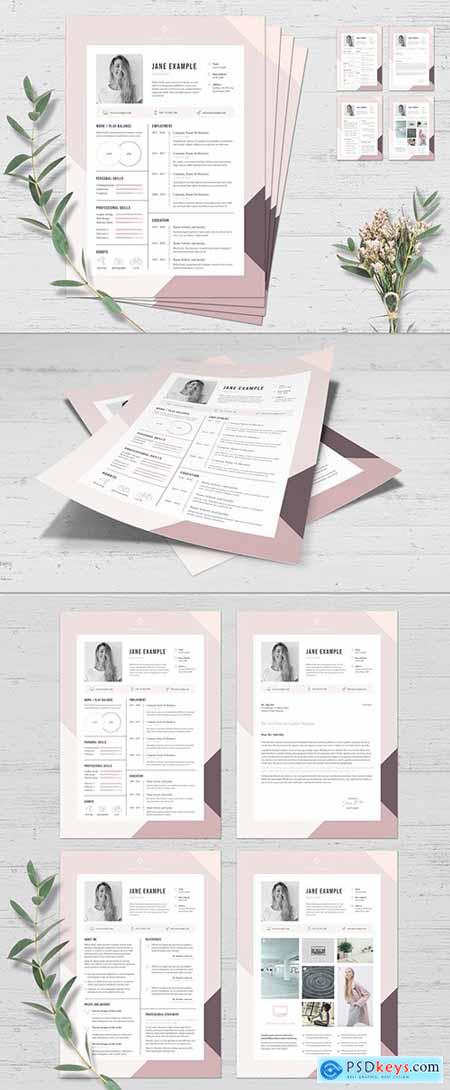 Resume and Cover Letter Set with Pink and Purple Border 272884284