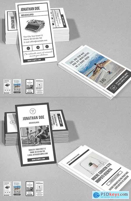 Vertical Business Card Layout in Gray and White
