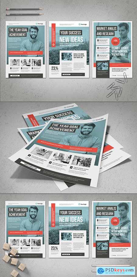 Blue Business Flyer Layout with Coral Accents 262619327