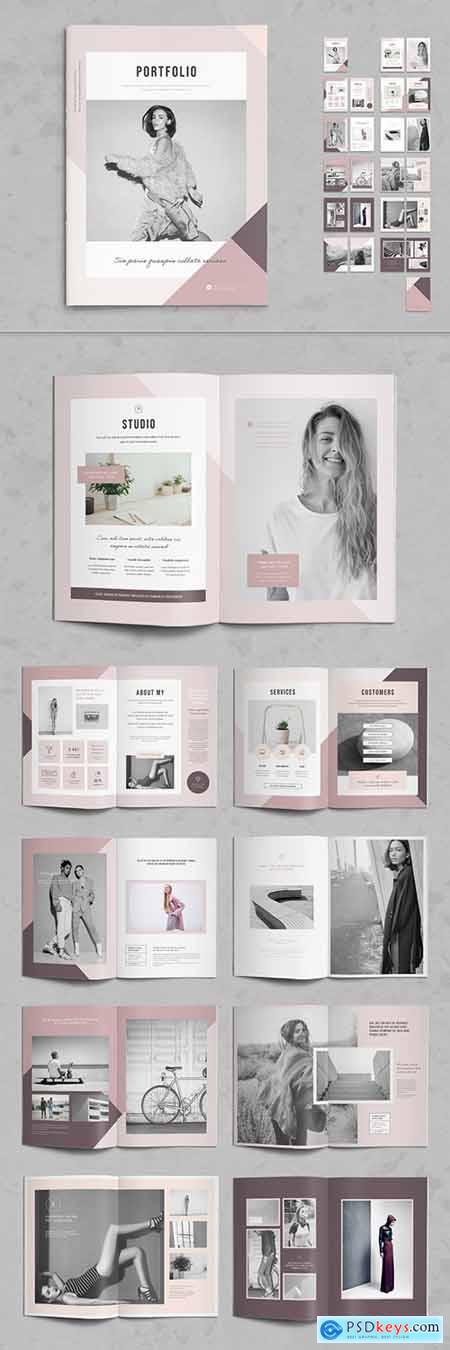 Photography Portfolio Layout with Pink Accents 268408262