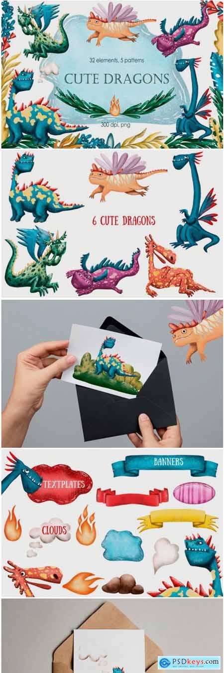 Cute Dragons Clip Art Set 1778487