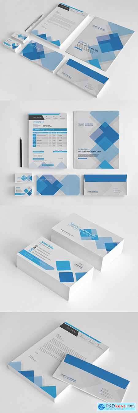 Stationery Set with Blue Square Accents 242884104