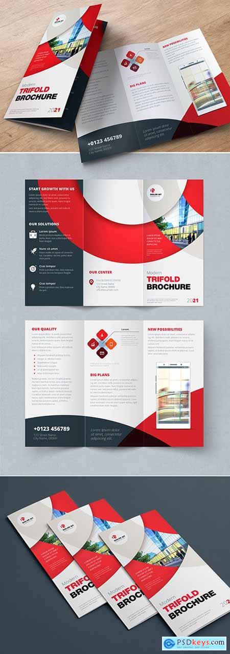 Red Trifold Brochure Layout with Circles 243716360