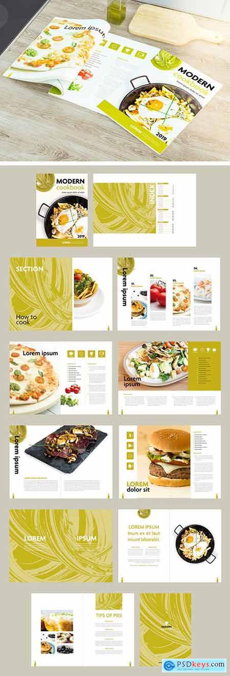 Cookbook Layout with Green Textured Accents 271297000