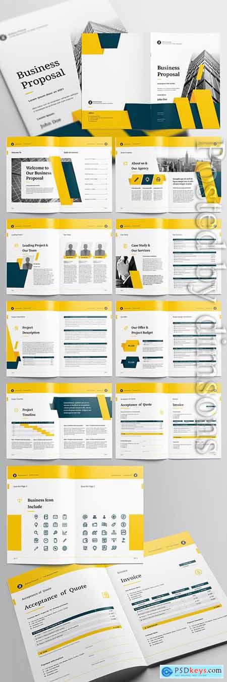 Business Proposal Layout with Teal and Yellow Accents 236336475